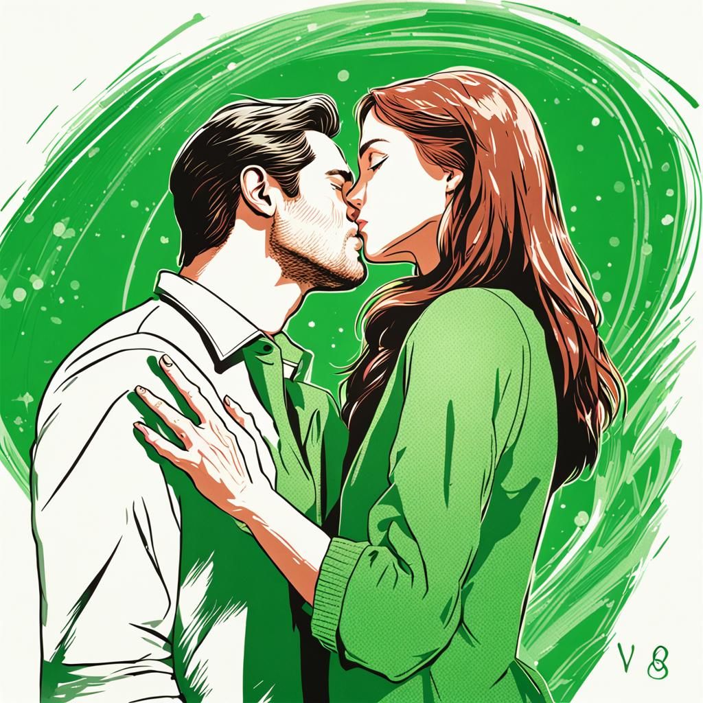 Loving Embrace: Man and Woman in Vivid Colors