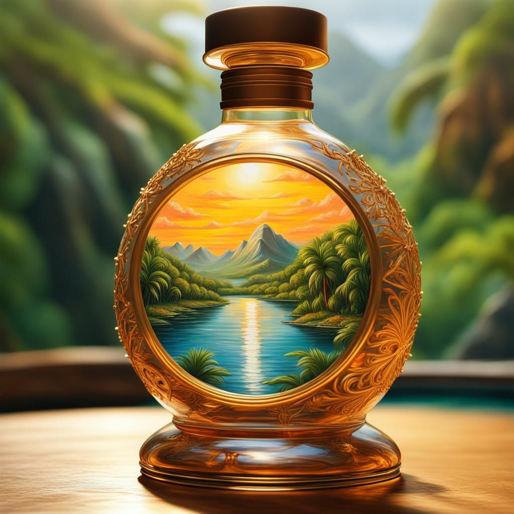 Tropical River in a Bottle: Impressionist Oil Painting
