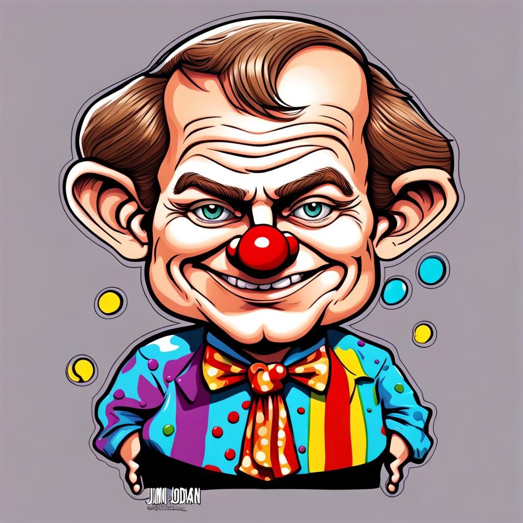 Jim Jordan Clown Caricature in Chibi Style