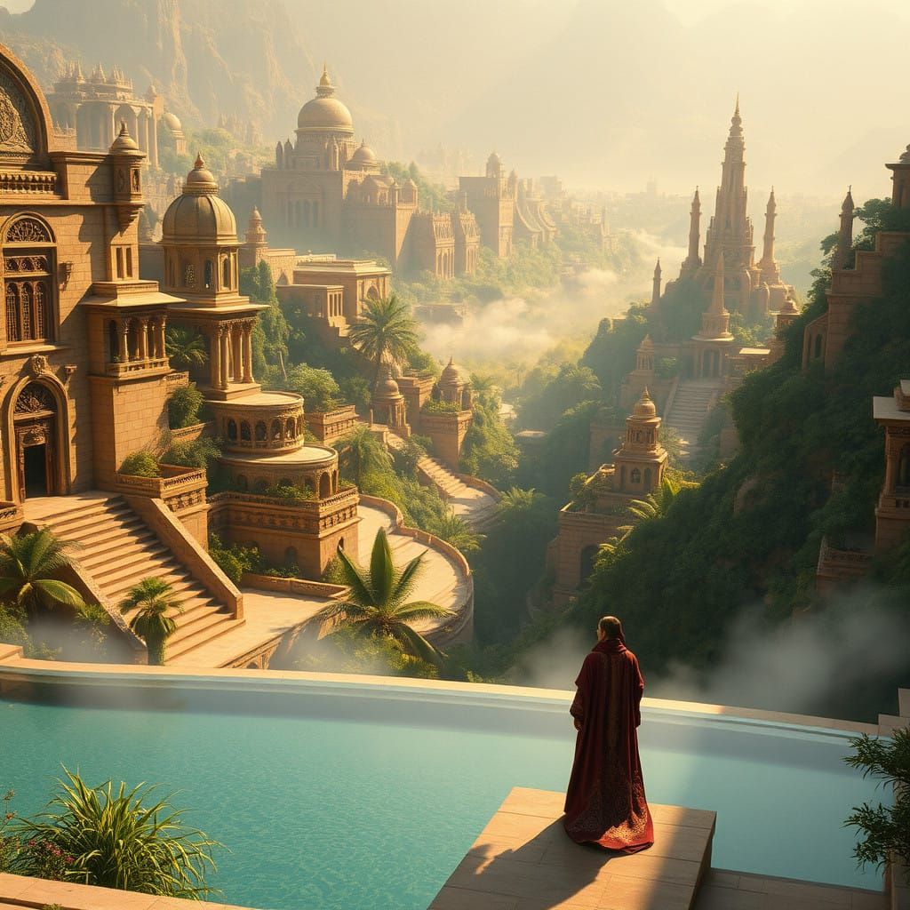 Ancient Metropolis Unfolds in a Verdant Oasis