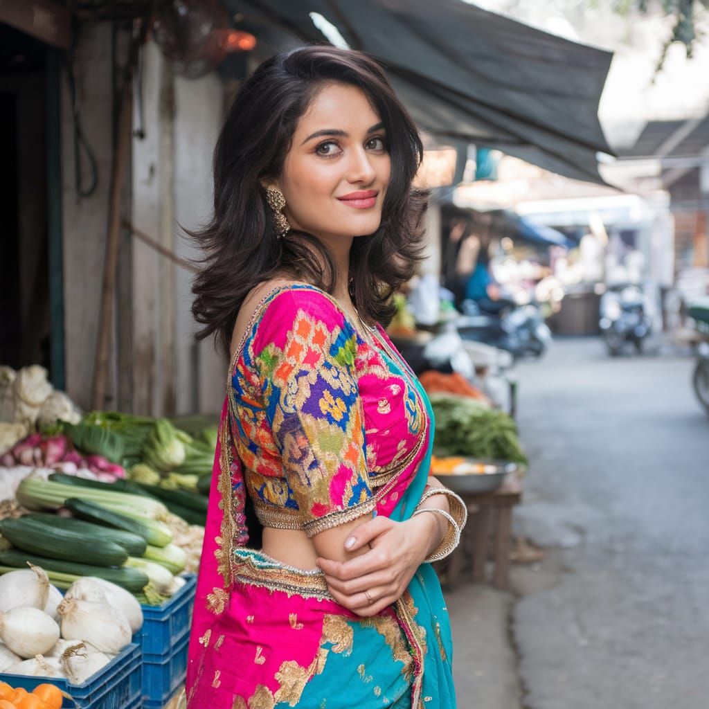 Woman in Traditional Rajasthani Bhandini Ghagra