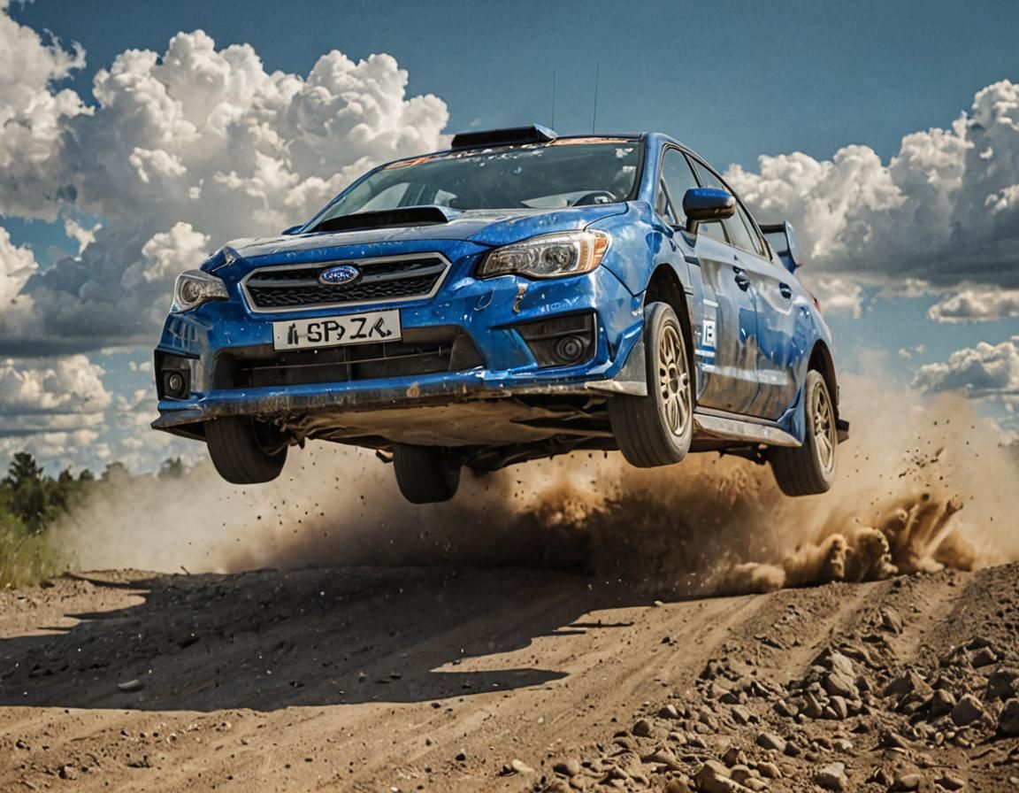 Blue Subaru Impreza Drifting in Rally Race