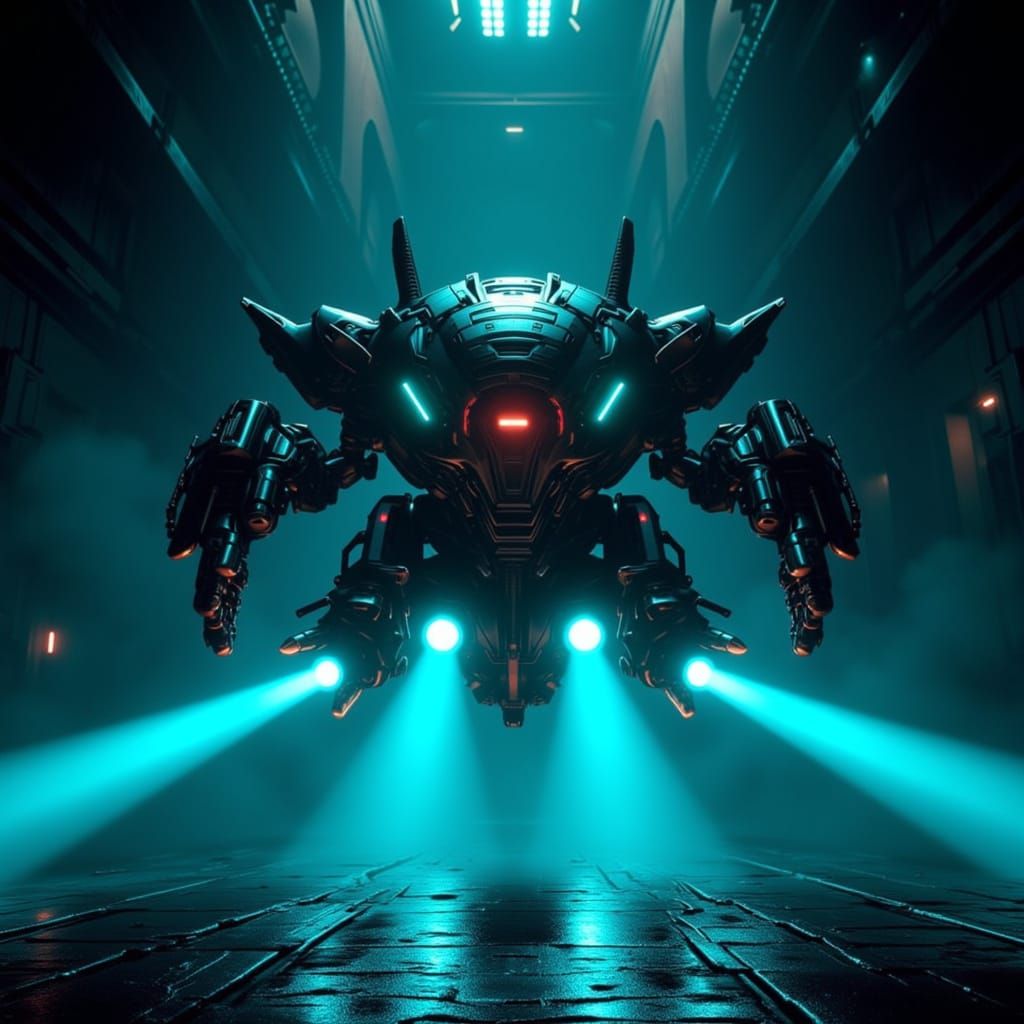 Cyberpunk Roomba Robot Vacuum with Lasers