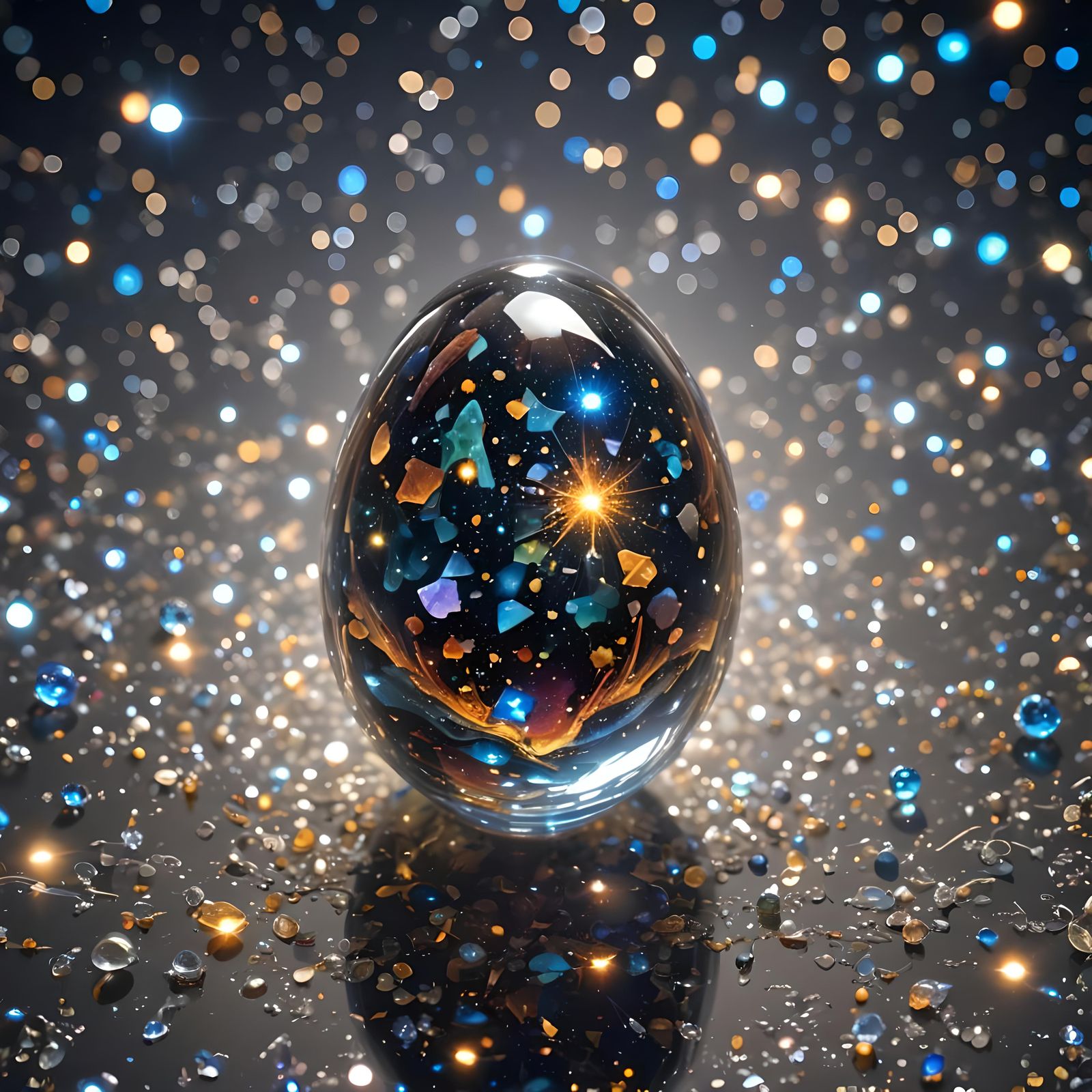 Cosmic Galaxy in Crystal Egg: 8K Ultra HD