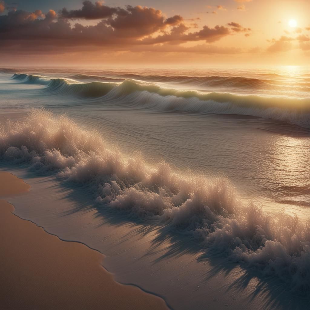 Tranquil Beach at Dusk: Digital Matte Painting