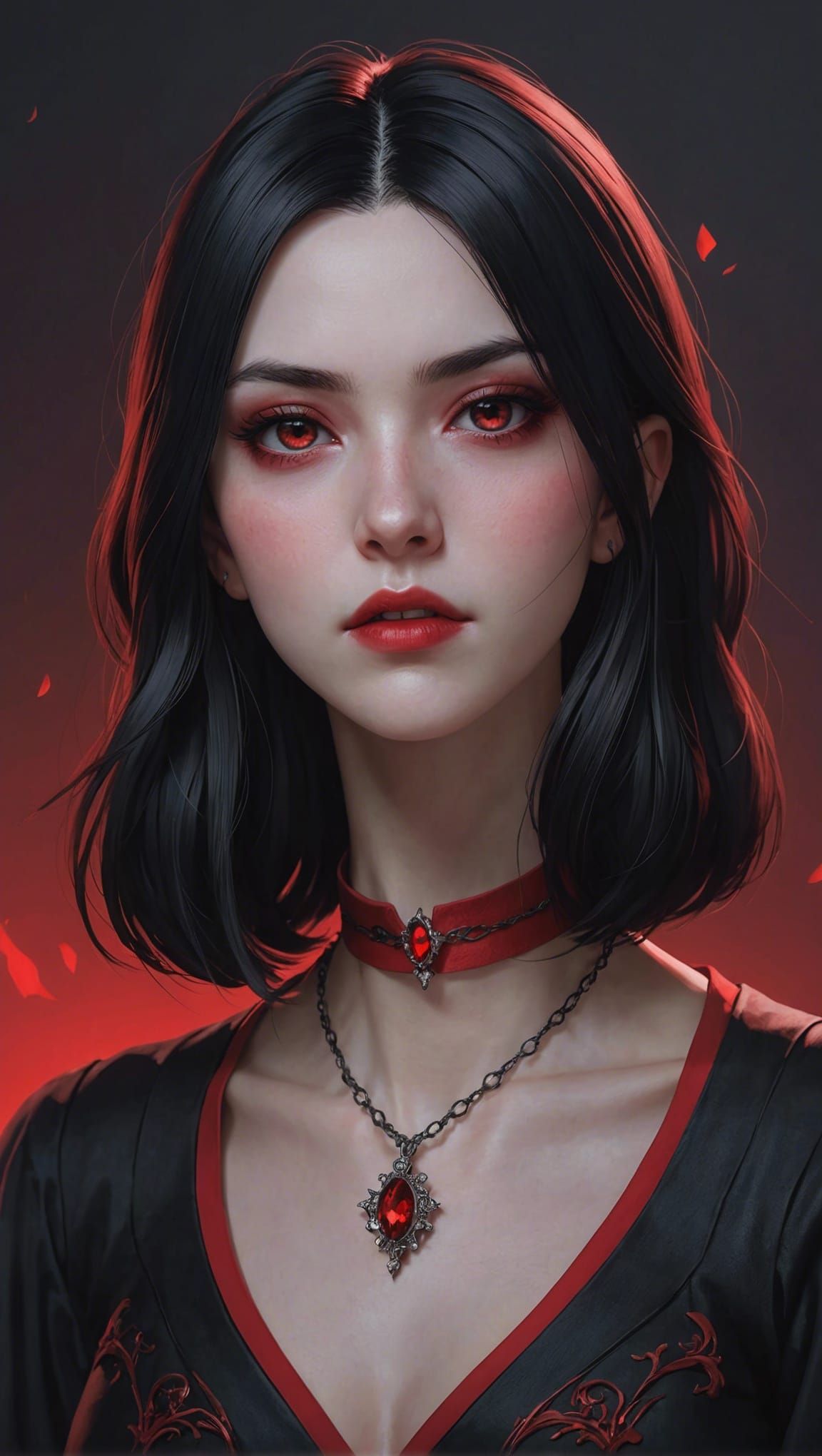 Anime Portrait of a Fierce Vampire Woman