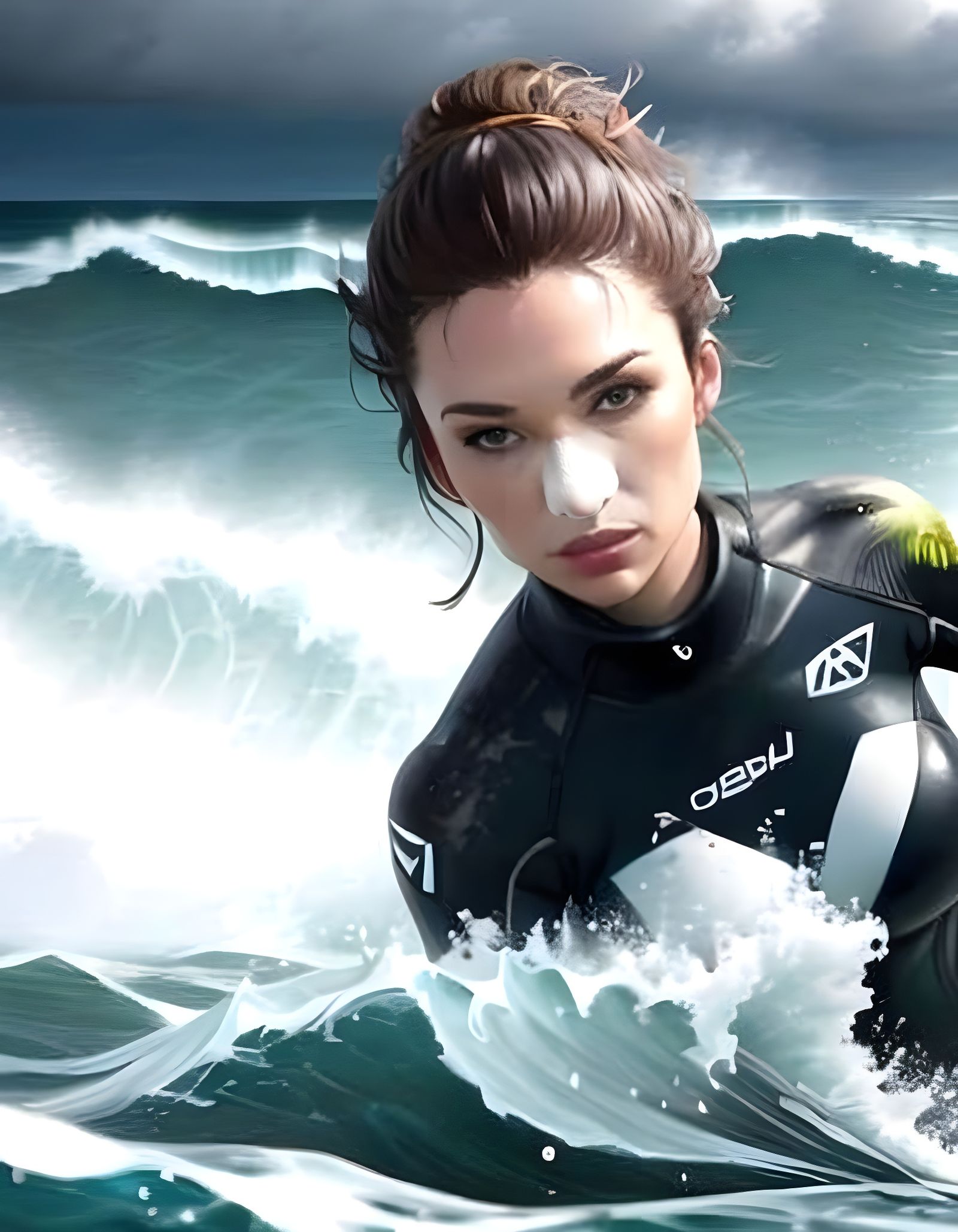 Woman with a Radiant, Pale Nose in a Soft Light