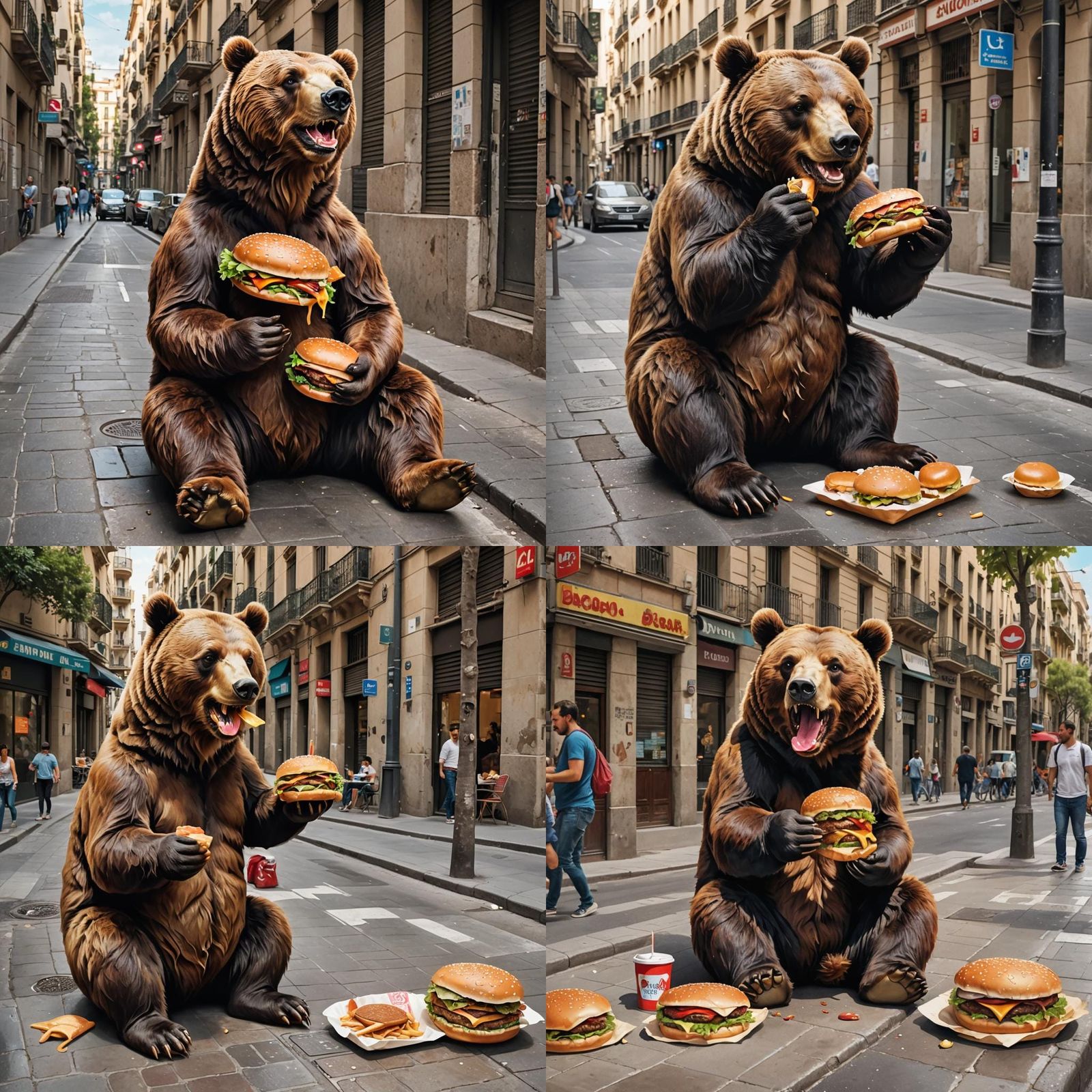 Bear's Humorous Meal in Barcelona