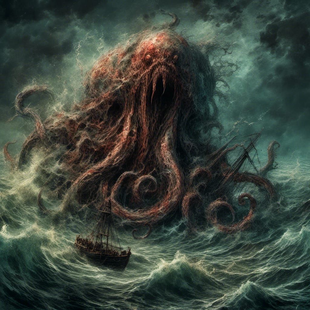 Menacing Kraken Emerges from Rough Seas