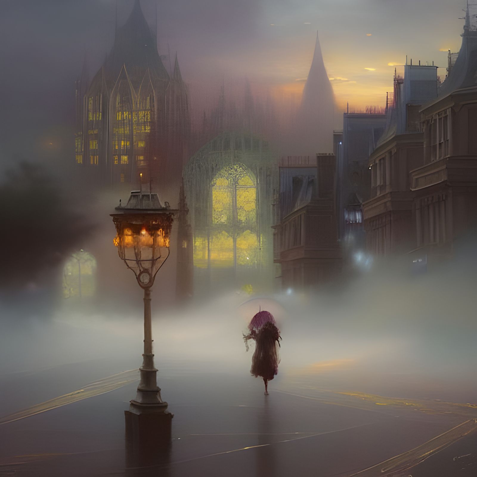 Ethereal London Moonscape: Gothic Bauhaus Art