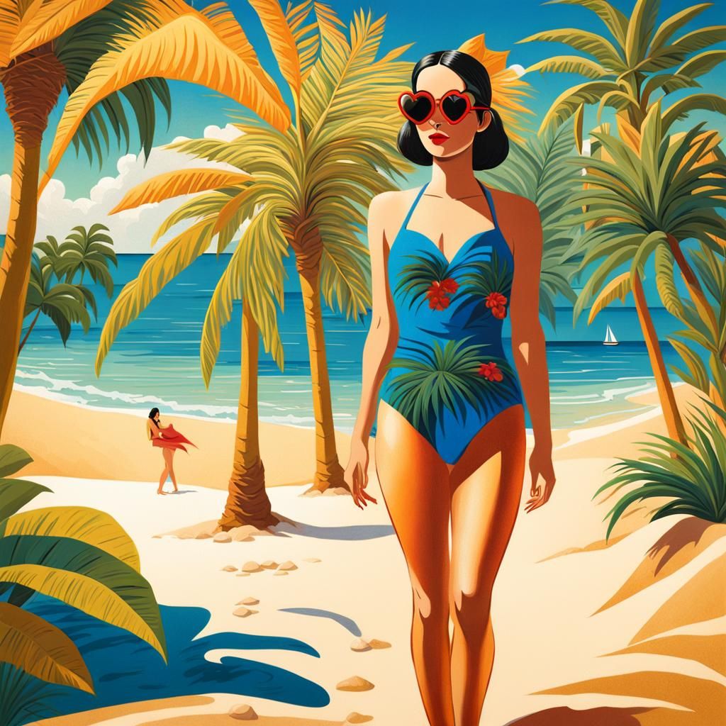 Vibrant Tropical Goddess of the Beach