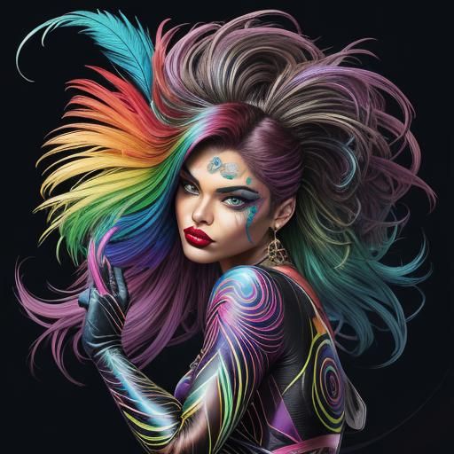 Rainbow Woman in Comic Book Art Style