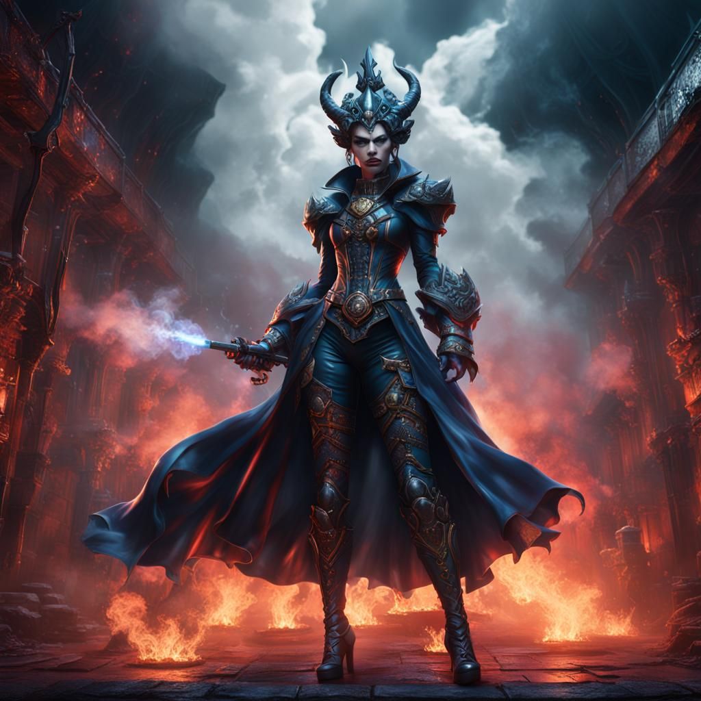 Powerful Evil Villainess Vaping in Dungeon, Detailed Matte P...