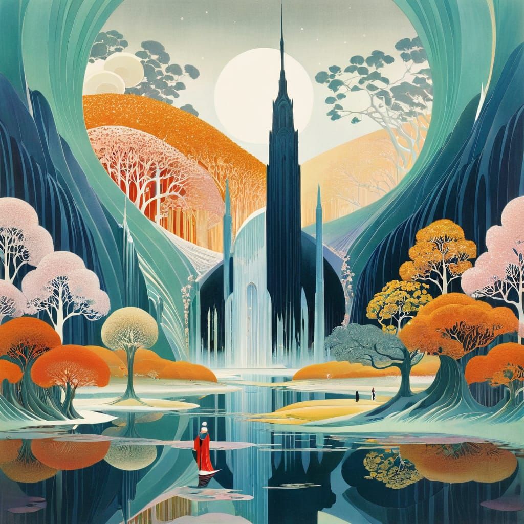 Surrealist Papercut Illustration in the Style of O'Keeffe