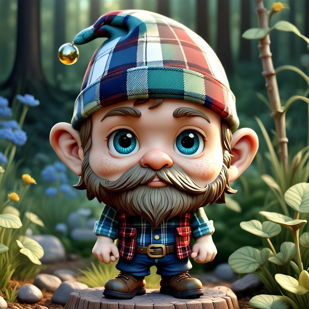 Adorable Chibi Lumberjack Garden Gnome Portrait