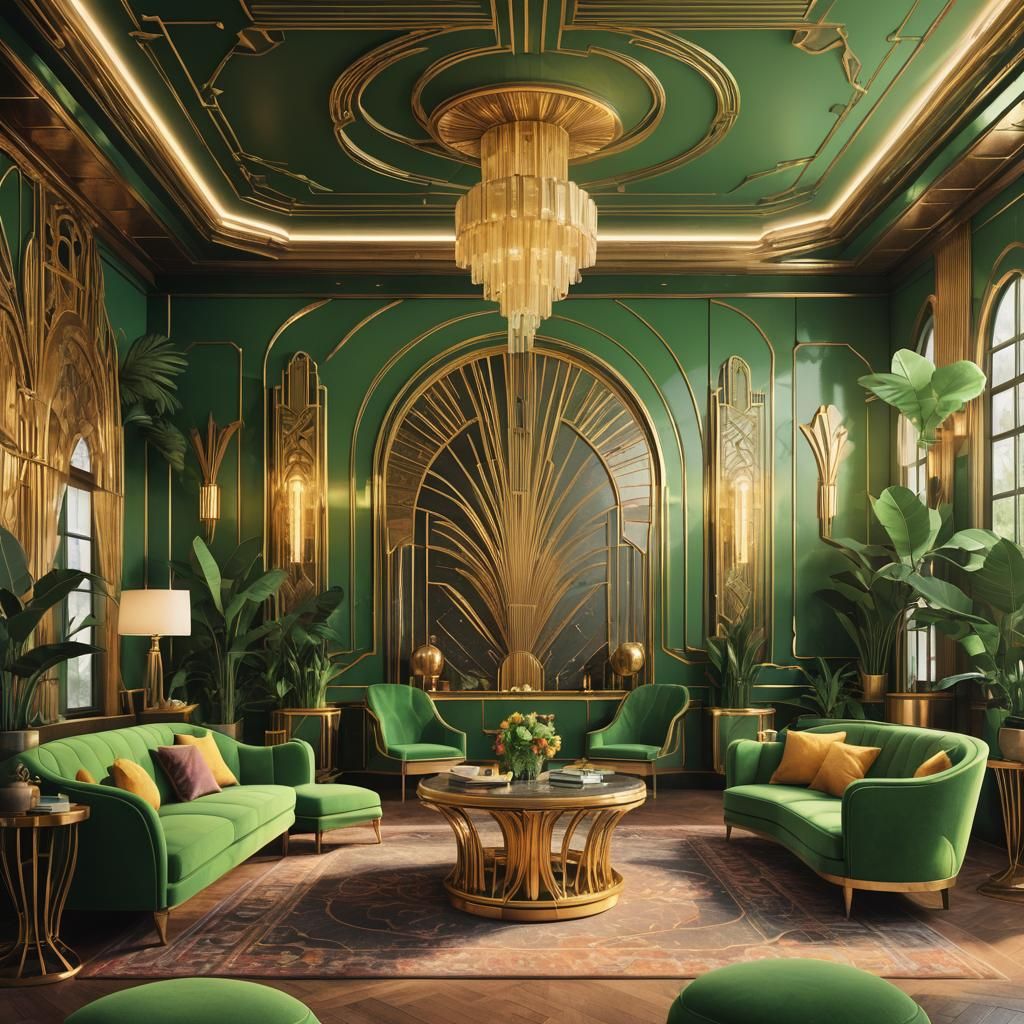 Art Deco Living Room with Neon Furniture