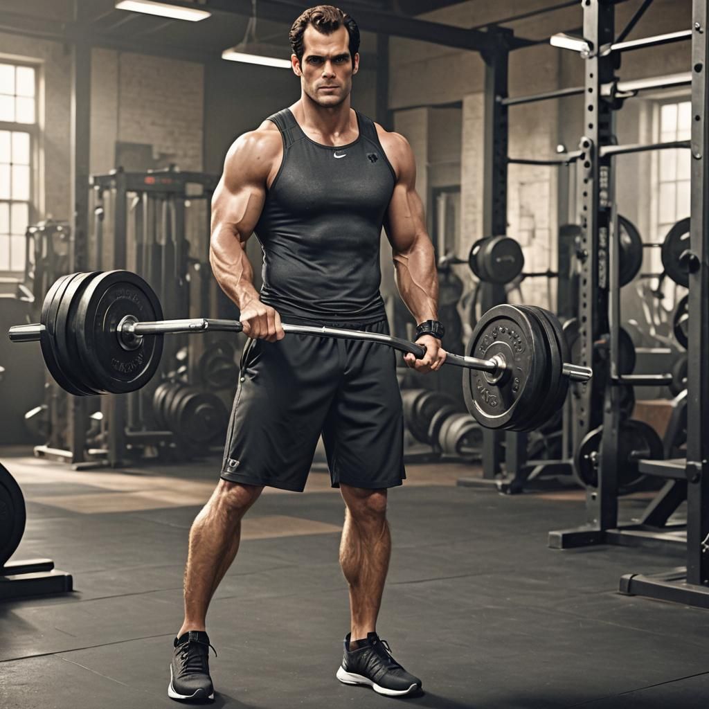 Shirtless Man Lifting Weights in Gym