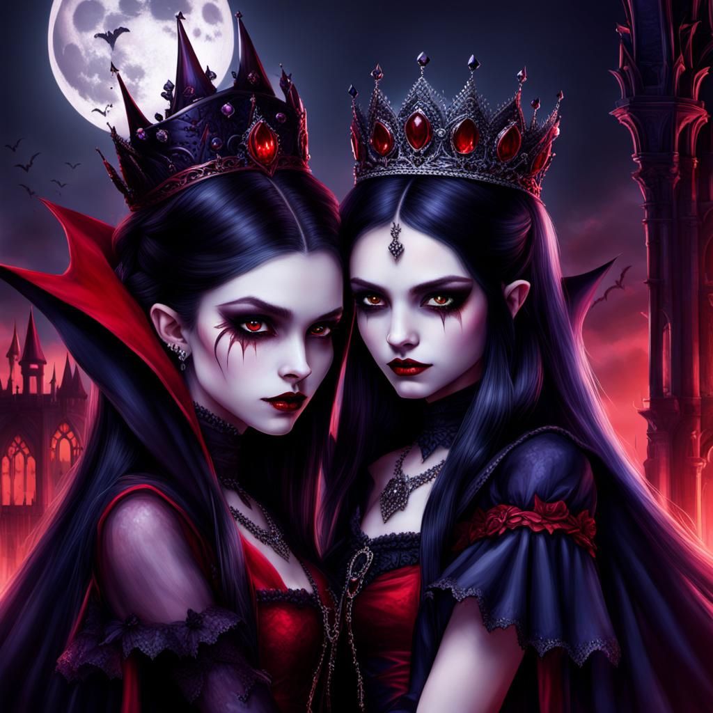 Gothic Vampire Queen and Princess Portrait