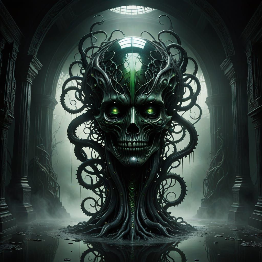 Dark Fantasy Crystal Vessel in Cyberpunk Style