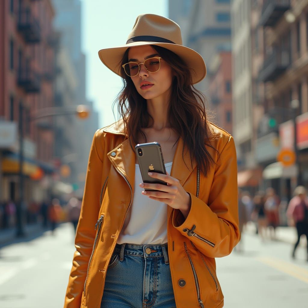 Woman in New York in Concept Art Style