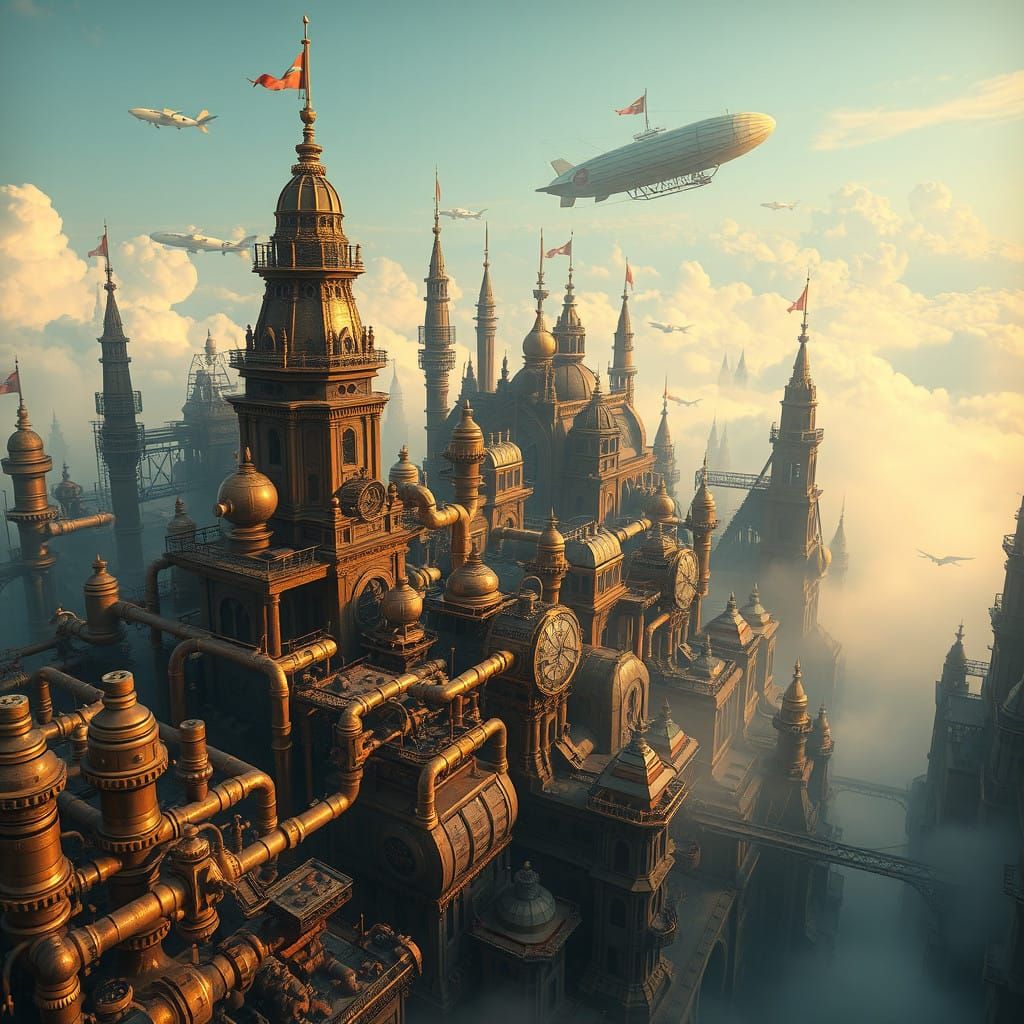 Steampunk City in the Clouds