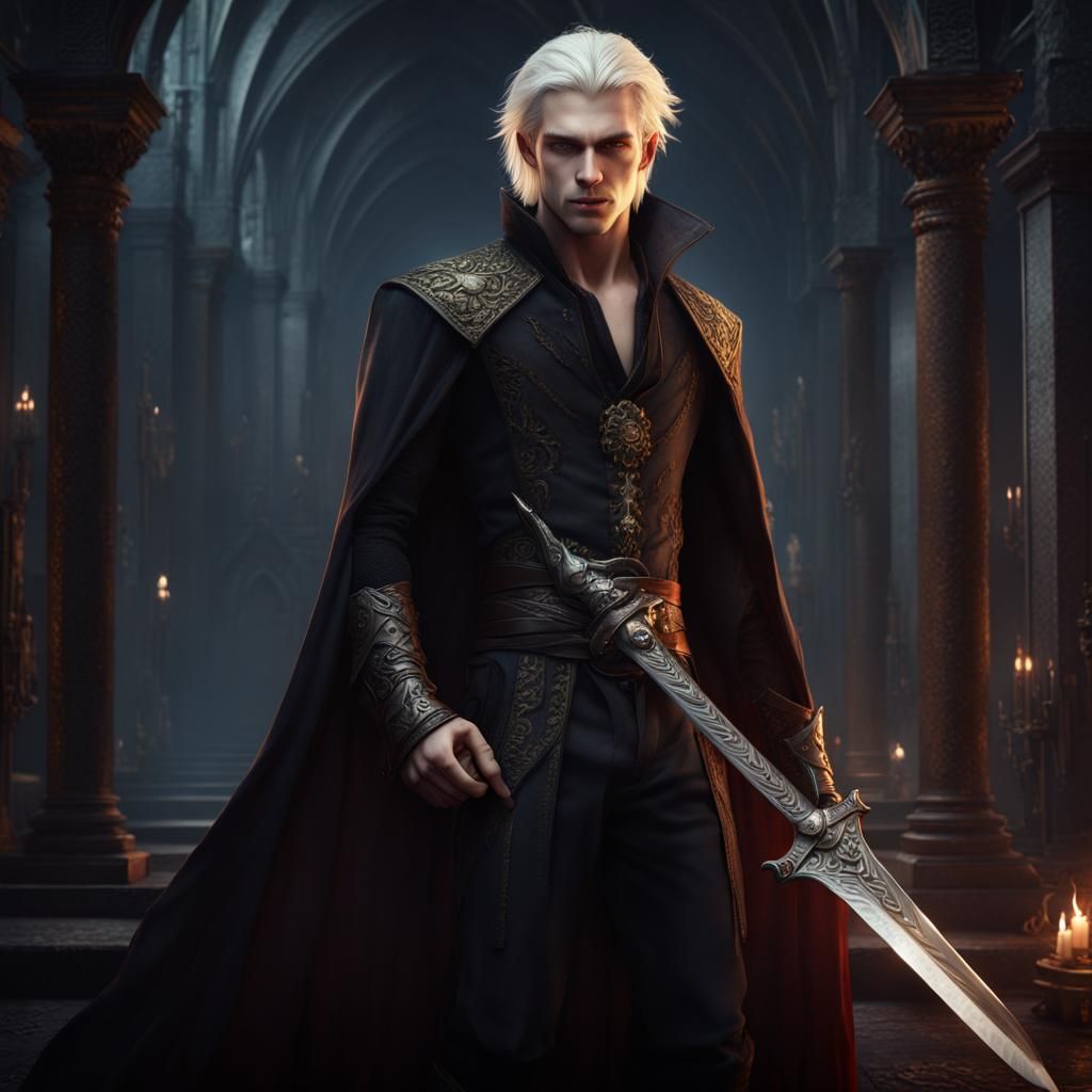 Handsome Vampire with Sword: Fantasy Concept Art