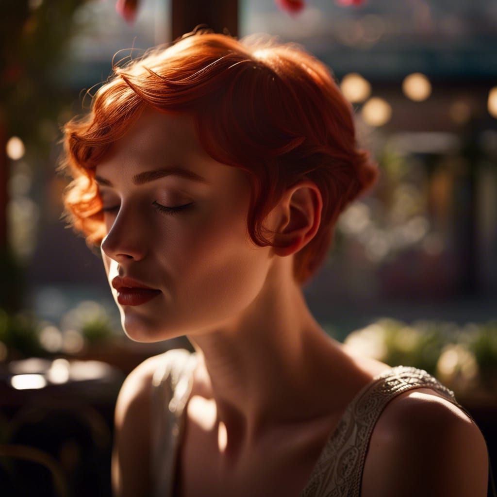 1920s French Cafe Waitress in Natural Lighting