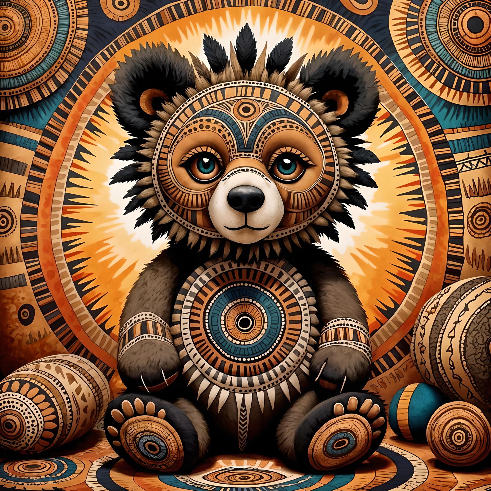 Tribal African Voodoo Teddy Bear Art
