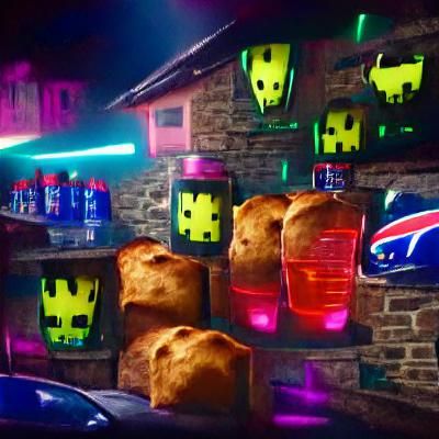 Colorful Neon Space Invaders Liver Cheese Bread