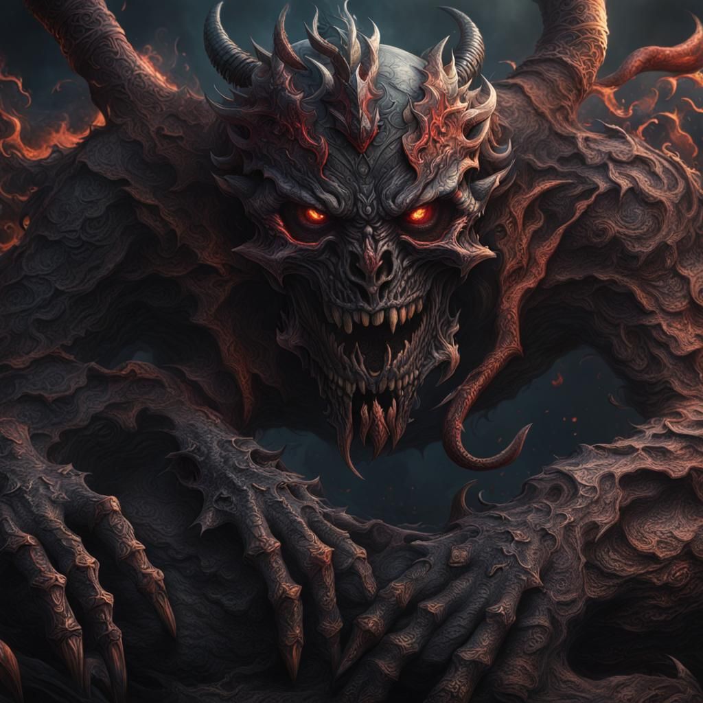 Shadow Demon Tattoo Design in Detailed Matte Painting
