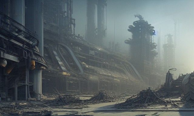 Post-Apocalyptic Mech Facility Concept Art