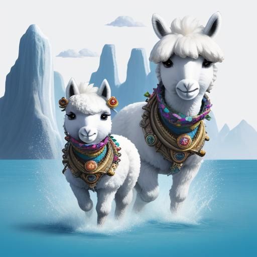 Playful 3D Cartoon Llama Airbrush Art