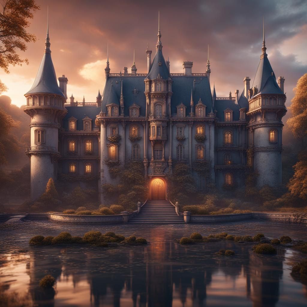 Elaborate Music Chateau: Detailed Fantasy Concept Art