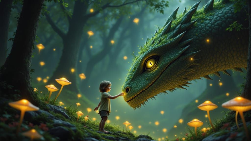 Child and Dragon: A Twilight Forest Encounter