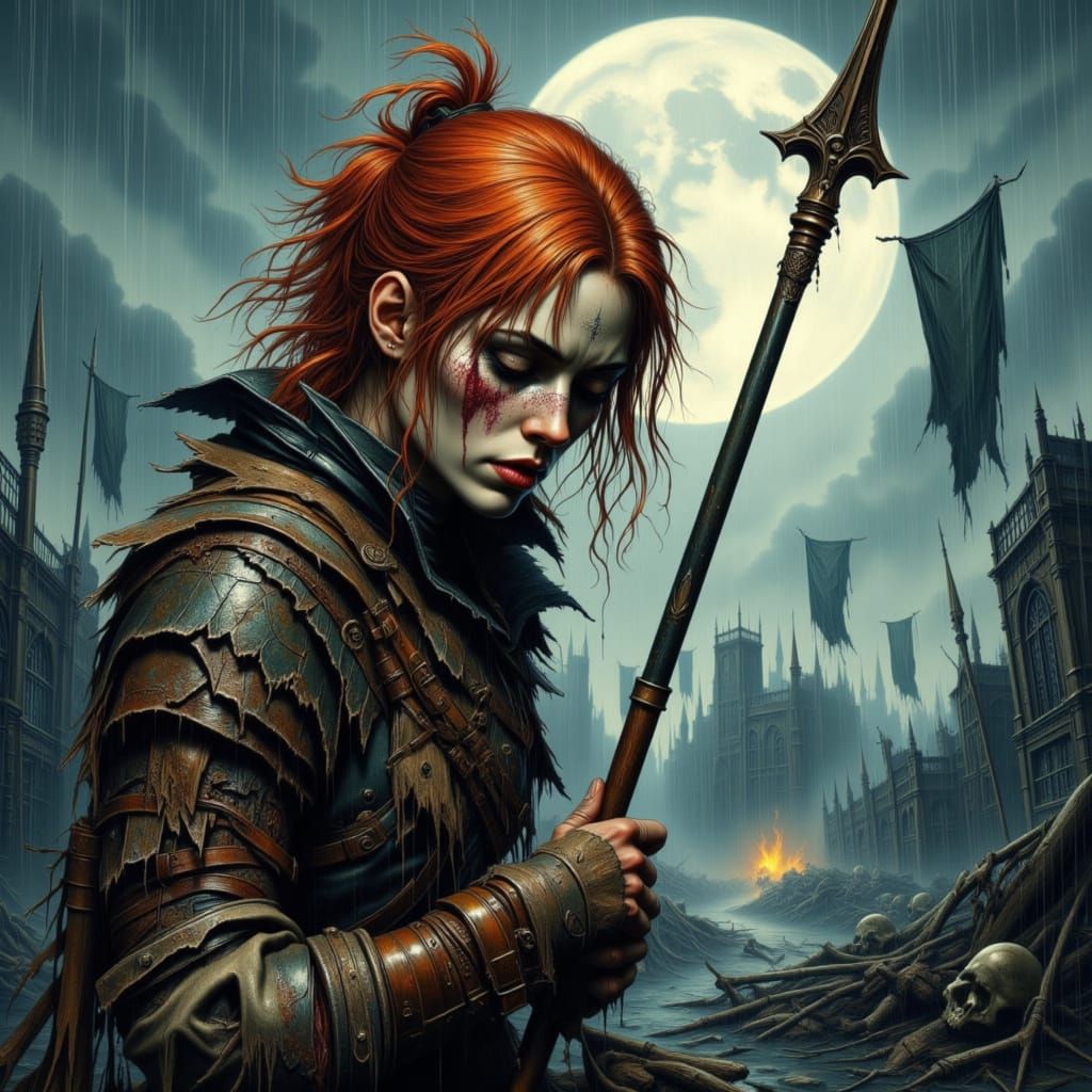 Broken Female Warrior Escapes Desolate Battlefield in Comic ...