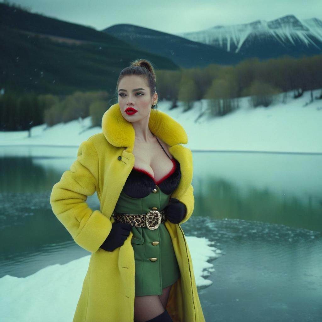 Winter Fashion in Snowy Mountains