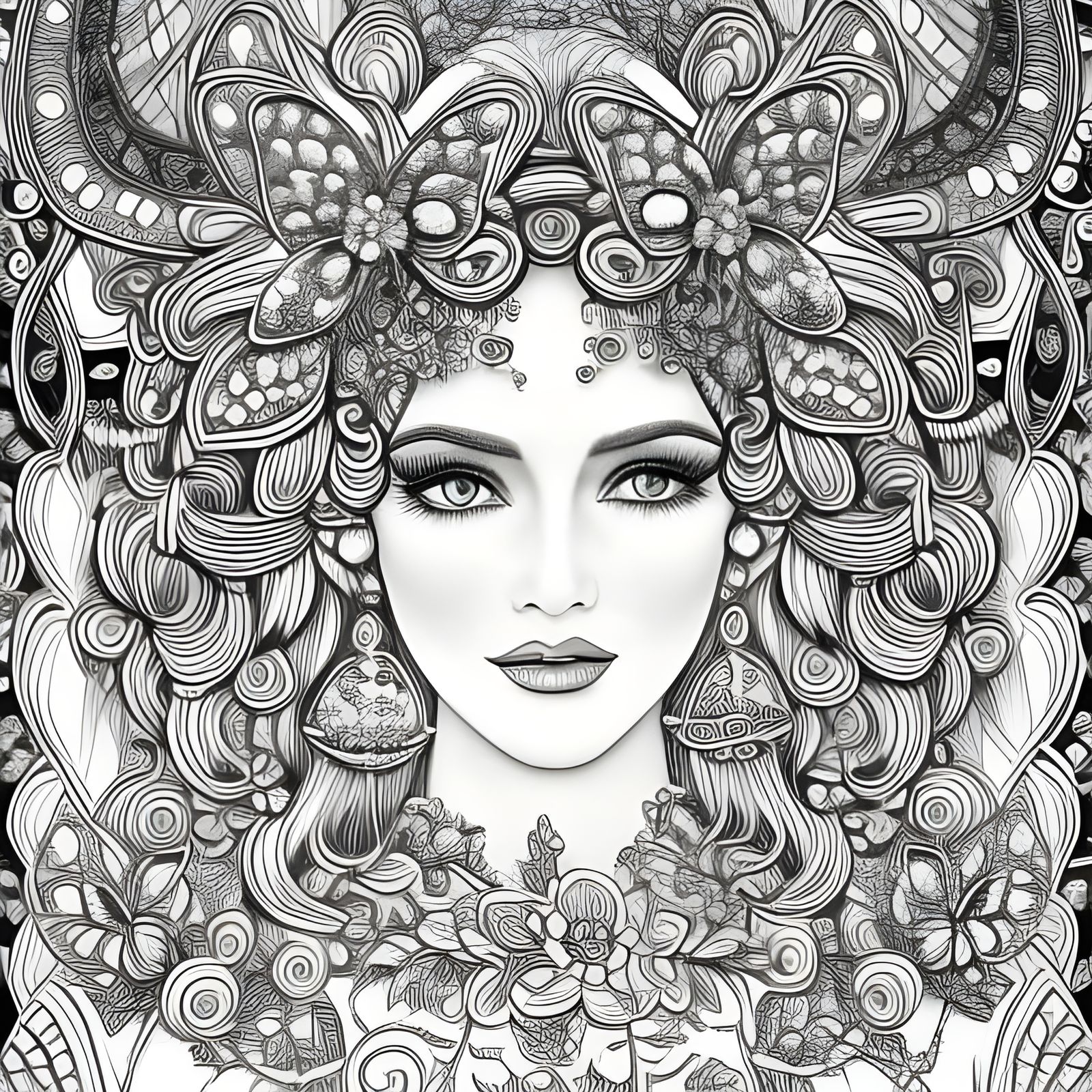 Detailed Easter Coloring Page in Surreal Style