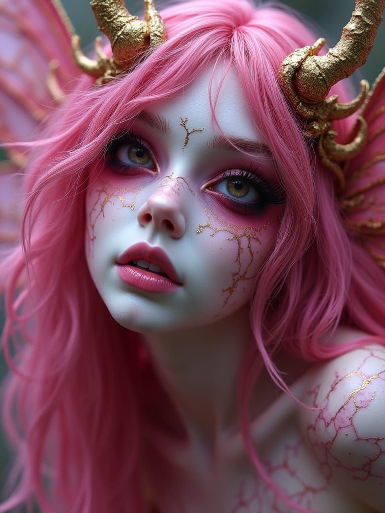 Ethereal Porcelain Fairy in Pink and Magenta