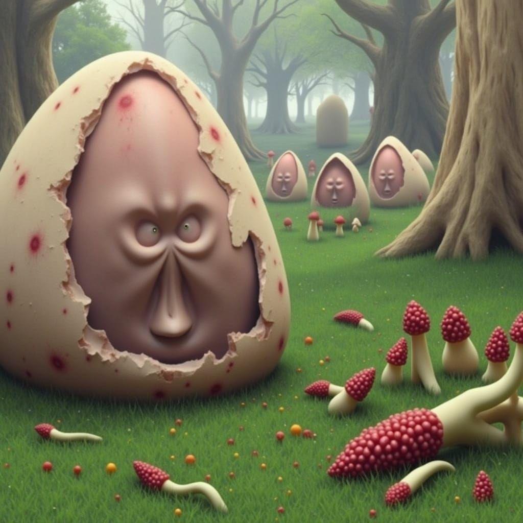 Surreal Mushroom Spider Hybrid Hunting Prey