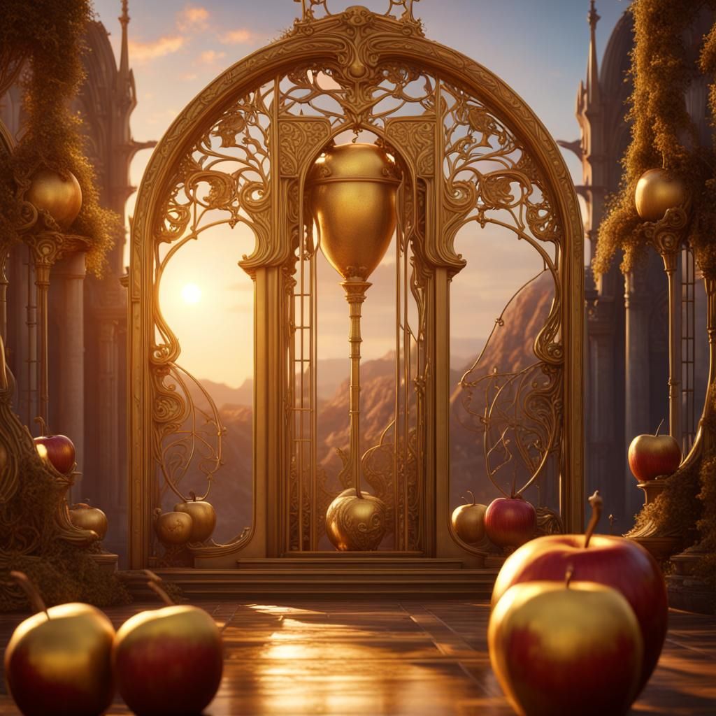 Golden Apples of Hesperides in Art Nouveau Style
