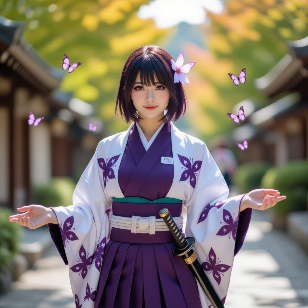 Chunin Cosplayer From Demon Slayer In Cinematic Portrait