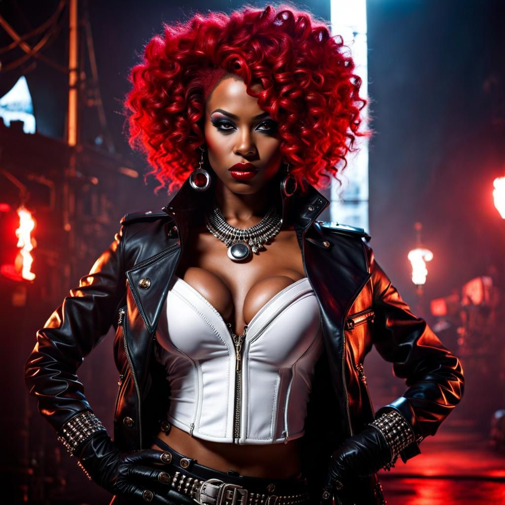 Gothic Punk Woman in Lingerie, Digital Art