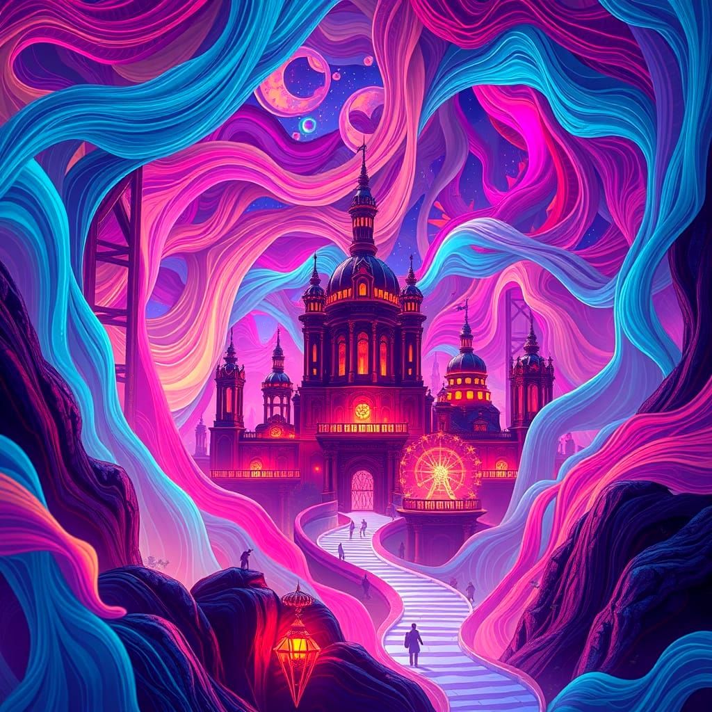 Mesmerizing Fantasy Landscape in Whimsical Style