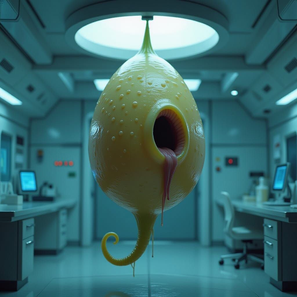 Alien Carnivorous Plant Lures Prey in Futuristic Lab