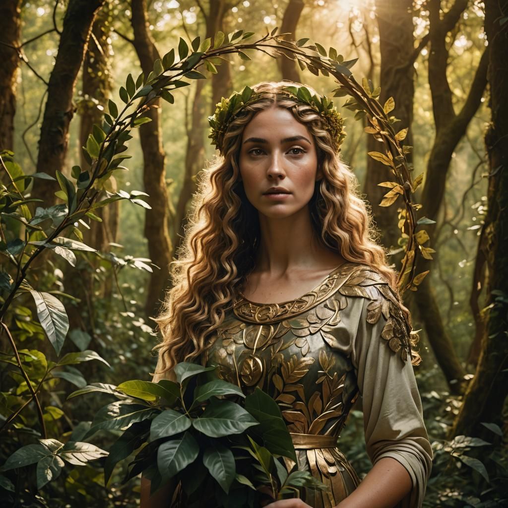 Neoclassical Portrait of Woman in Lush Forest