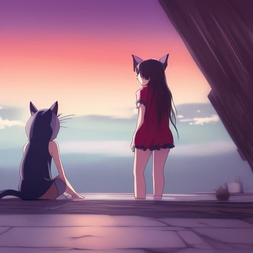 Cat-Eared Girls in Anime Style, Ghibli Inspired