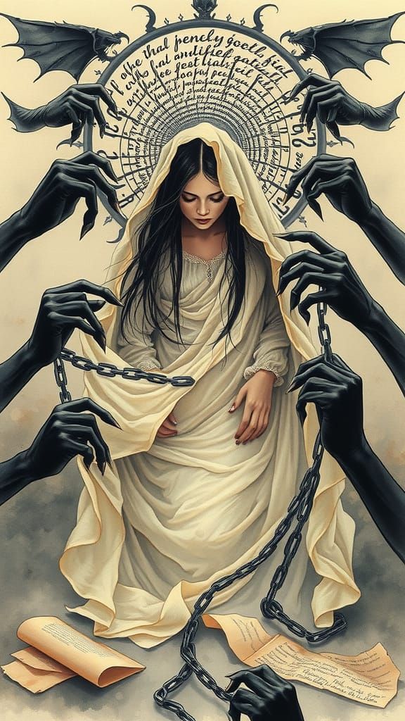 Ethereal Woman Ascending from Darkness in Dreamy Surrealism