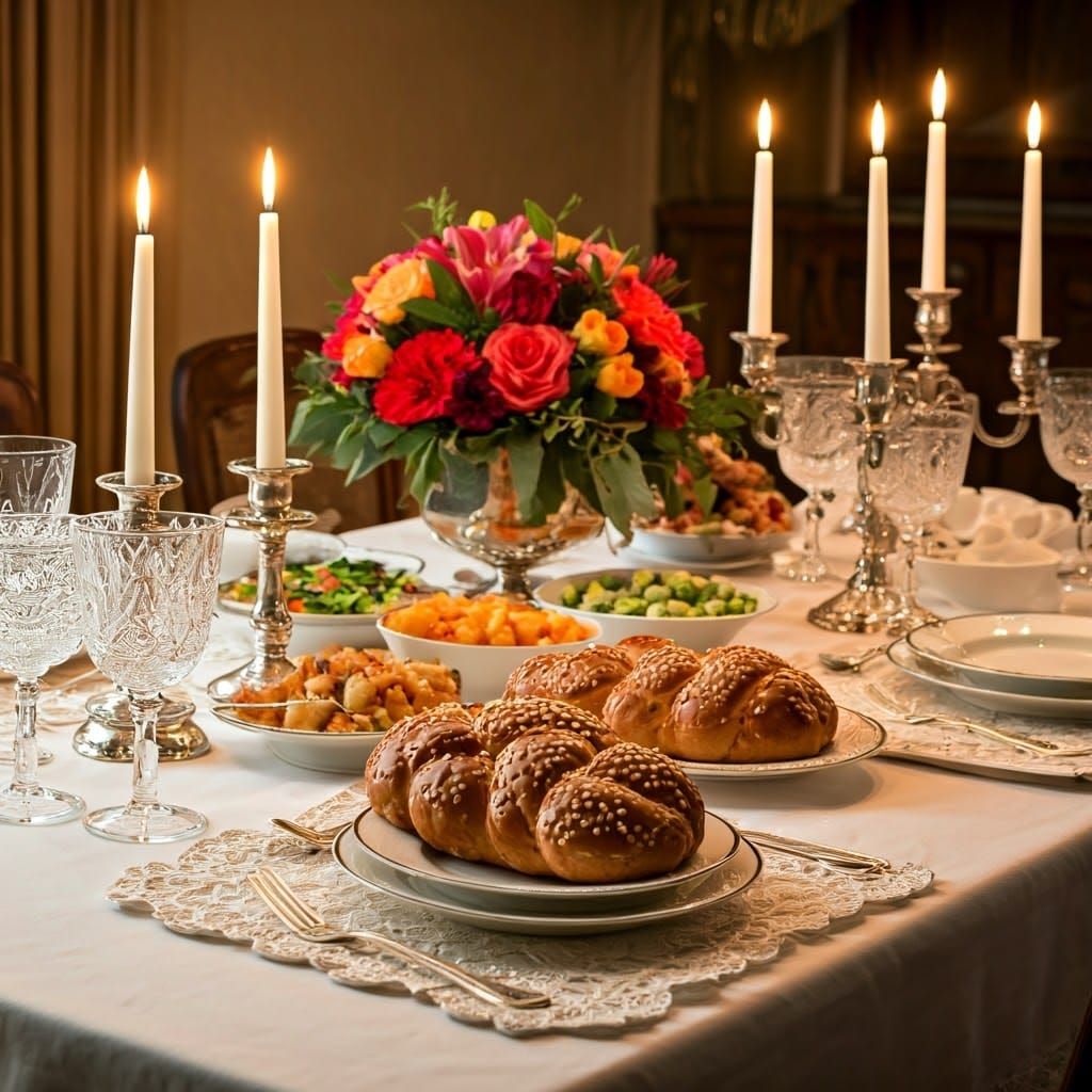 Luxurious Shabbat Table Setting in Elegant Style