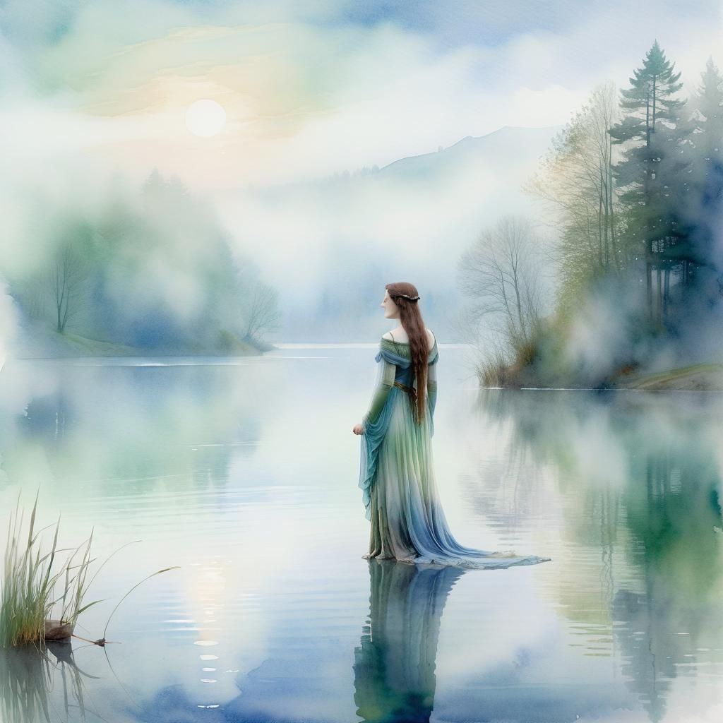 Lady of the Lake: Nimue in Watercolor Style