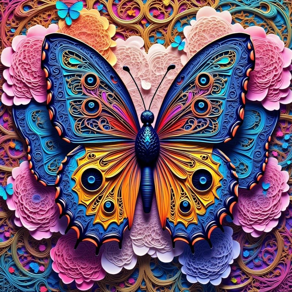 <lora:String Theory 2:1.0> String figures, butterflie on che...